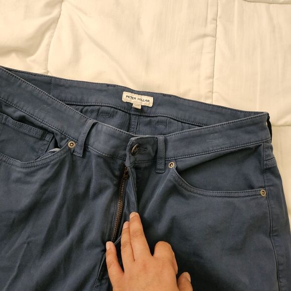 Peter Millar Pants Mens 33 Navy Signature Sateen Five Pocket Classic Fit Stretch - Picture 3 of 11